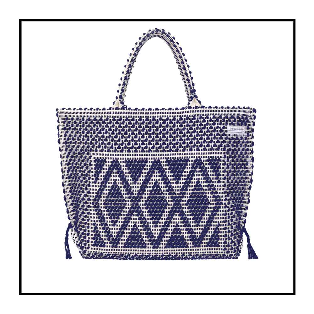 CAPRICCIOLI LARGE Rombi - Sustainable handwoven large tote handbag - BLUE bag