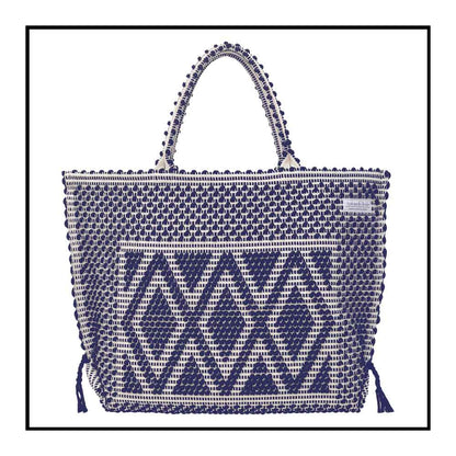 CAPRICCIOLI LARGE Rombi - Sustainable handwoven large tote handbag - BLUE bag