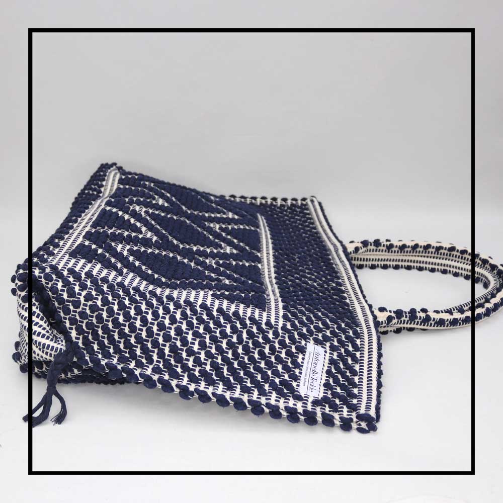 CAPRICCIOLI LARGE Rombi - Sustainable handwoven large tote handbag - BLUE bag