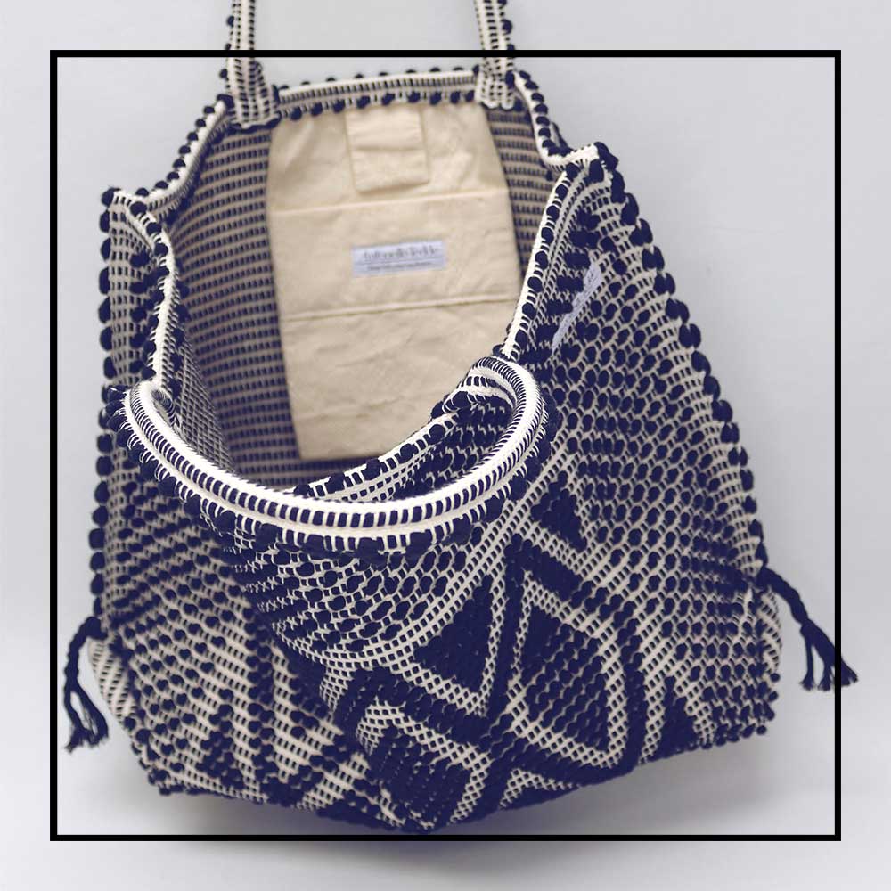 CAPRICCIOLI LARGE Rombi - Sustainable handwoven large tote handbag - BLUE bag