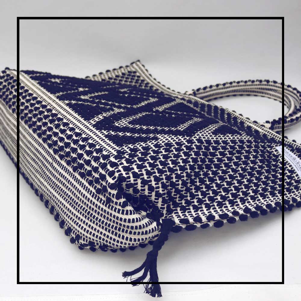 CAPRICCIOLI LARGE Rombi - Sustainable handwoven large tote handbag - BLUE bag