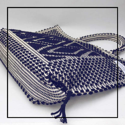 CAPRICCIOLI LARGE Rombi - Sustainable handwoven large tote handbag - BLUE bag
