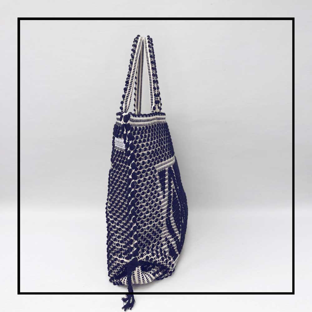 CAPRICCIOLI LARGE Rombi - Sustainable handwoven large tote handbag - BLUE bag