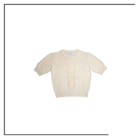ANTOTE_RU Knitted short sleeve top Cream