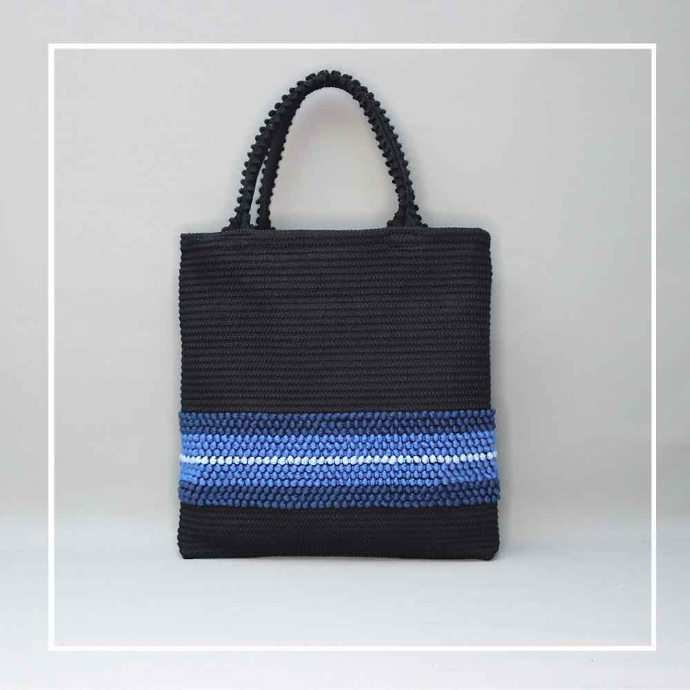 SILIGO_Strisce Multi luxury designer handbag sustainable eco-conscious fashion bag in Blue