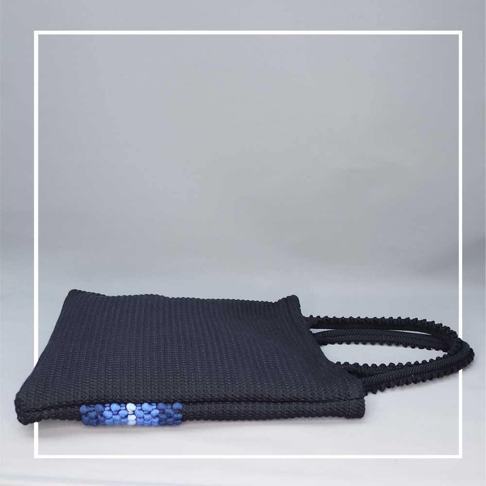 SILIGO_Strisce Multi luxury designer handbag sustainable eco-conscious fashion bag in Blue