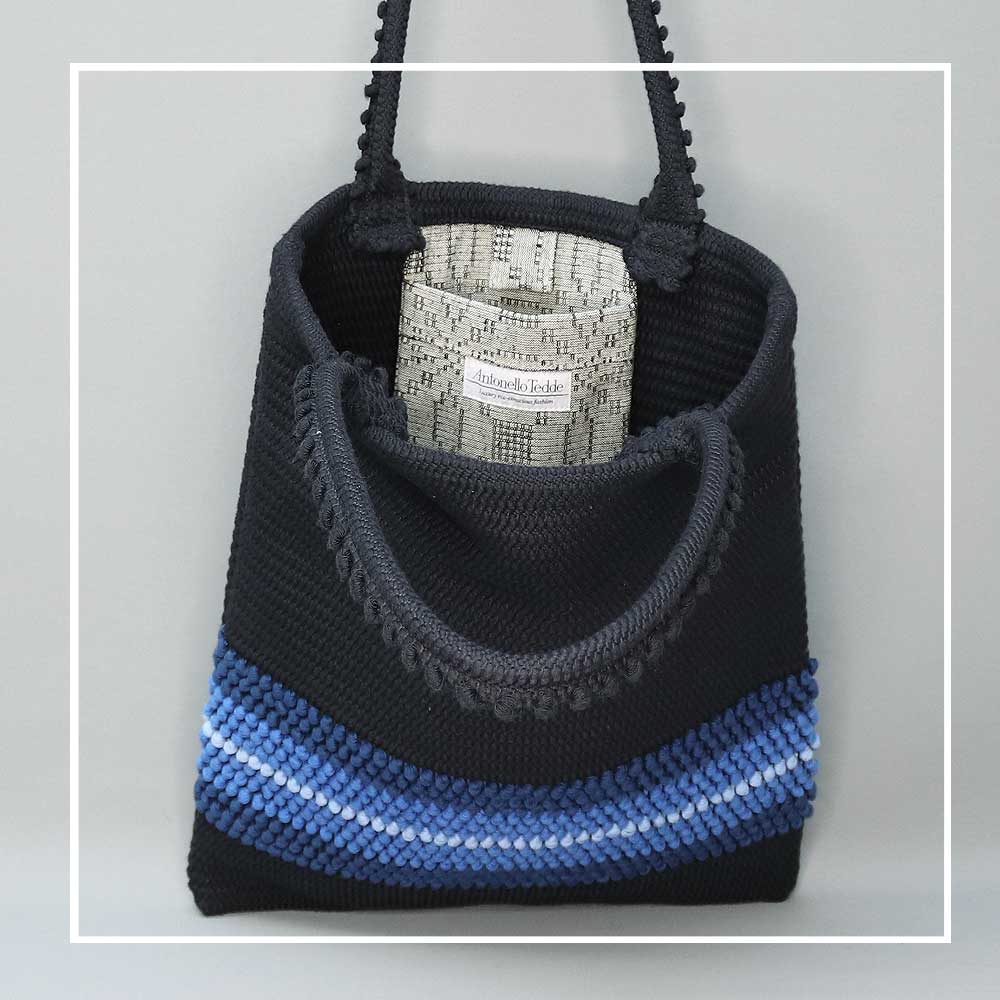 SILIGO_Strisce Multi luxury designer handbag sustainable eco-conscious fashion bag in Blue