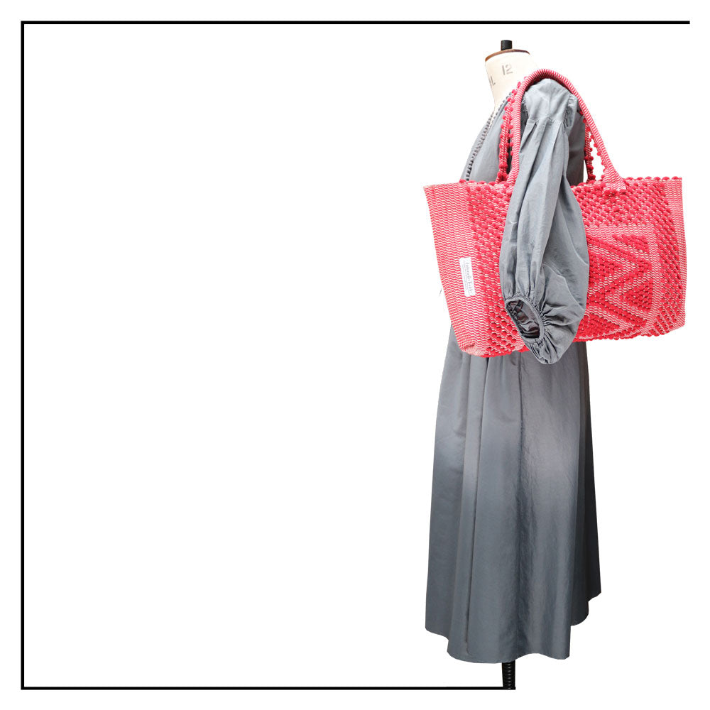 URTEI Rombi. Ethically Crafted Sardinian Handwoven Cotton tote: Sustainable Elegance preserving traditions RED bag