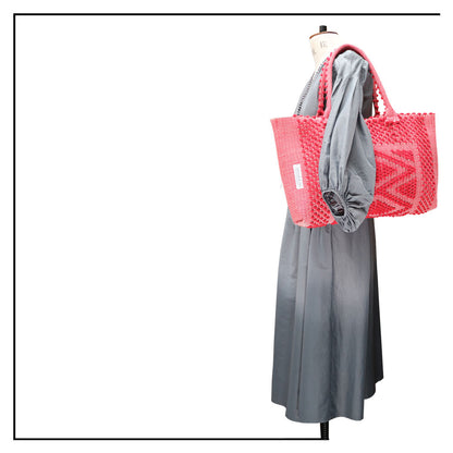 URTEI Rombi. Ethically Crafted Sardinian Handwoven Cotton tote: Sustainable Elegance preserving traditions RED bag