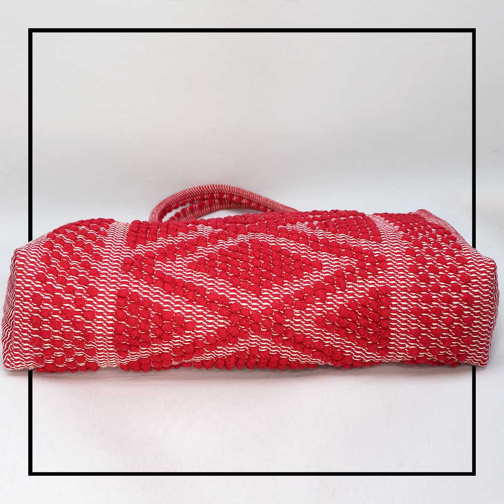 URTEI Rombi. Ethically Crafted Sardinian Handwoven Cotton tote: Sustainable Elegance preserving traditions RED bag