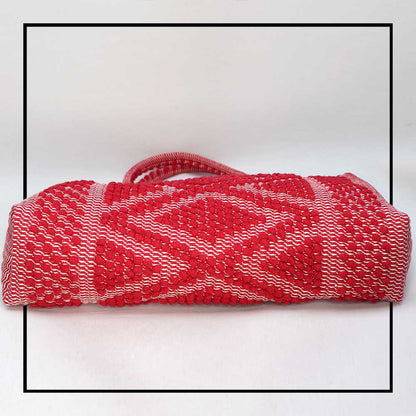 URTEI Rombi. Ethically Crafted Sardinian Handwoven Cotton tote: Sustainable Elegance preserving traditions RED bag