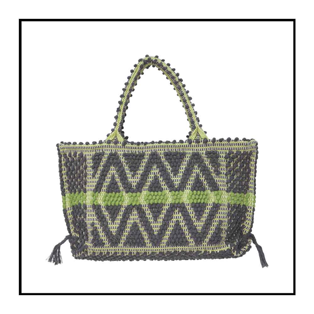 CAPRICCIOLI Medium - Eco-conscious handwoven medium tote handbag - Grey and Green