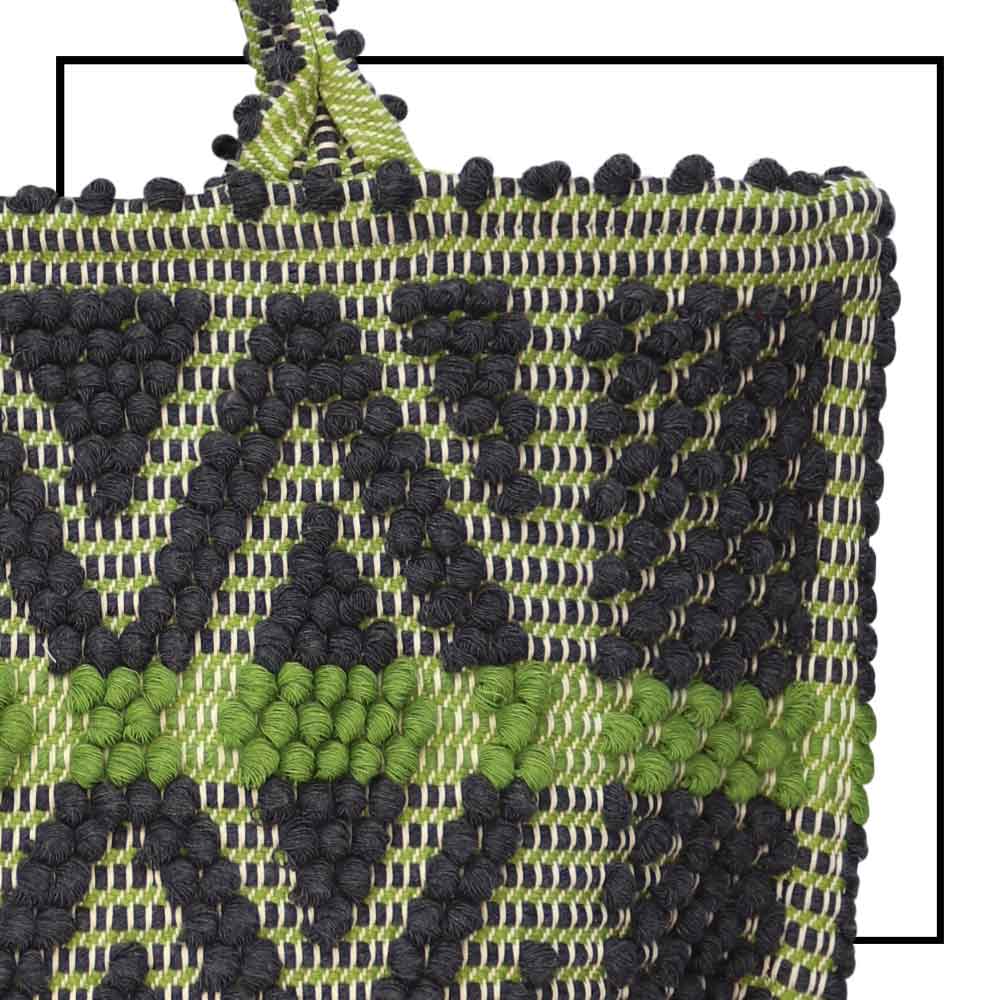 CAPRICCIOLI Medium - Eco-conscious handwoven medium tote handbag - Grey and Green