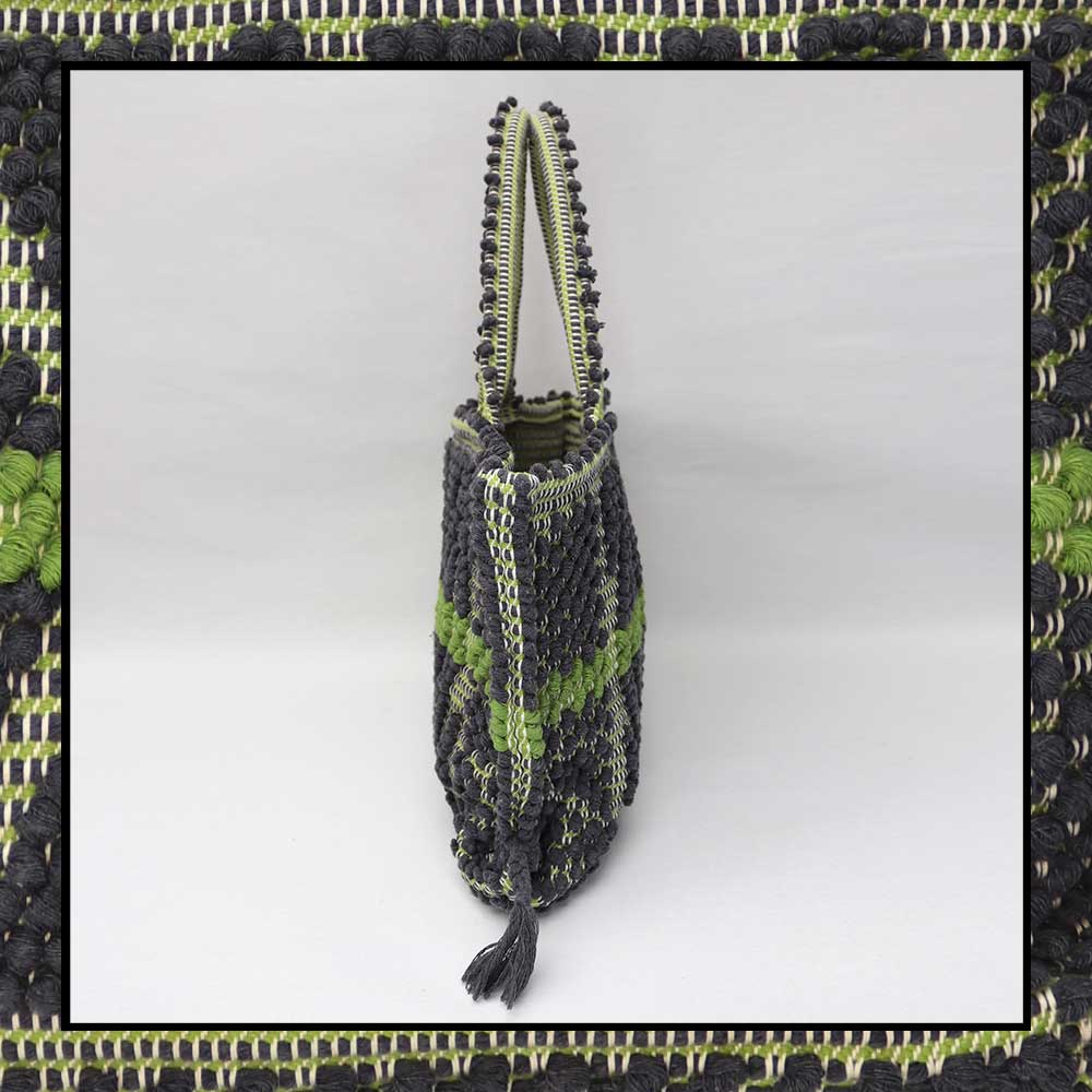 CAPRICCIOLI Medium - Eco-conscious handwoven medium tote handbag - Grey and Green