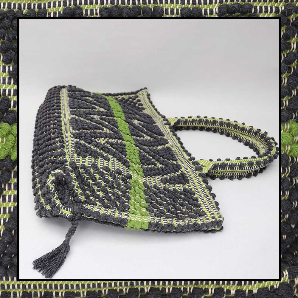 CAPRICCIOLI Medium - Eco-conscious handwoven medium tote handbag - Grey and Green