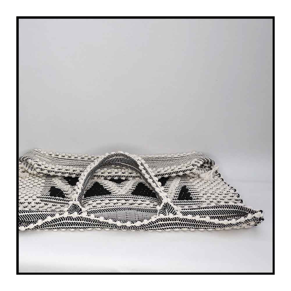 Tote flat as it will be folded on large suitcase - Sustainable tote - summer bag - luxury handbag - handwoven black and white tote made in Italy by hand • timeless individualistic fashion • eco-friendly fashion • socially responsible, lasting fashion, 