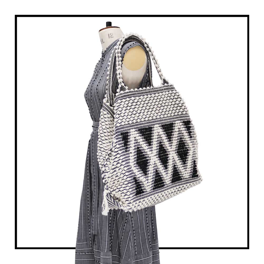 Alternative Tote Styling - Sustainable tote - summer bag - luxury handbag - handwoven black and white tote made in Italy by hand • timeless individualistic fashion • eco-friendly fashion • socially responsible, lasting fashion, 